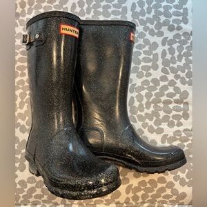 Hunter Starcloud Sparkling Black Rain Boots